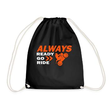 ready go ride - Drawstring Bag - black - Front