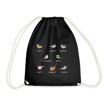 A collection of tit birds | Blue tit, great tit - Drawstring Bag - black - Front