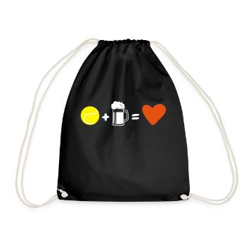 Tennis + Bier = Liebe - Turnbeutel - Schwarz - Vorne