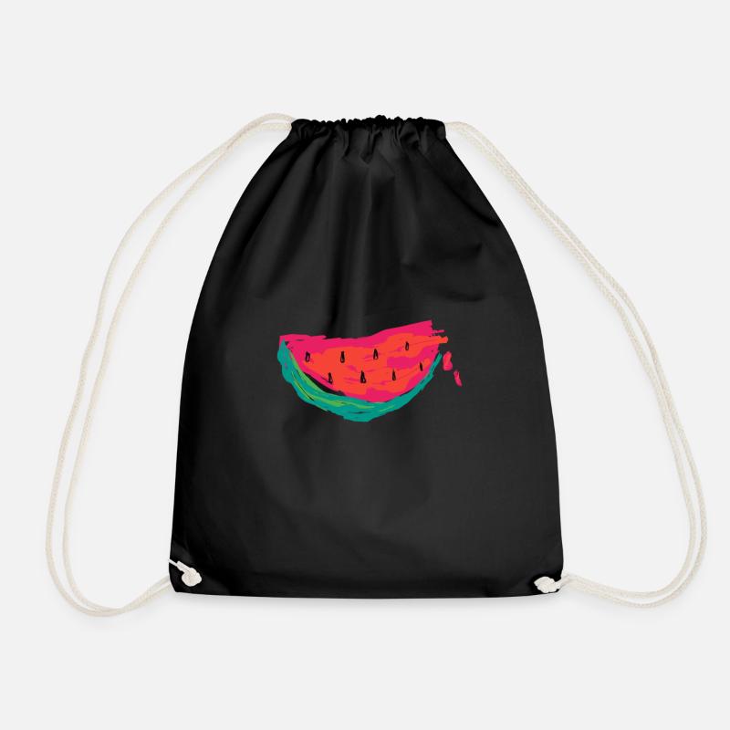 Abstract watermelon - Drawstring Bag - black