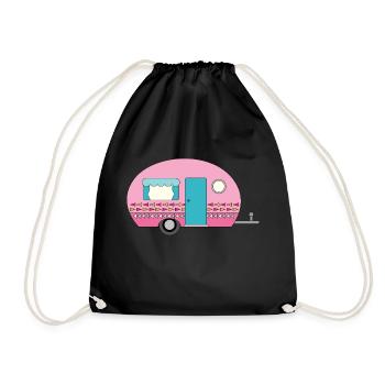 Wohnwagen Camping Lustiges - Turnbeutel - Schwarz - Vorne