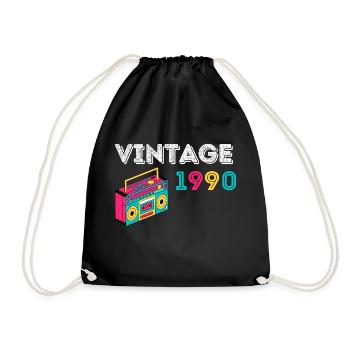 Vintage 1990 Radio 32 Jahre alt 1990 Geburtstag - Turnbeutel - Schwarz - Vorne