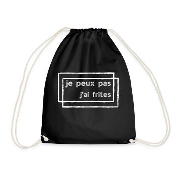 je peux pas j'ai frites (rectangles) - Sac de sport léger - noir - Devant