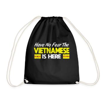 Vietnam Viet Here No Fear Flag I Gift - Drawstring Bag - black - Front