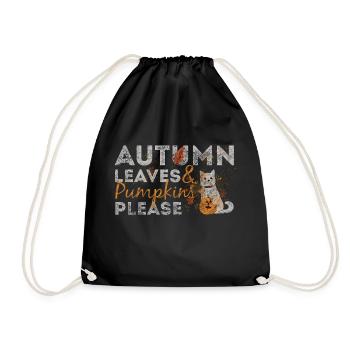 Autumn leaves and pumpkins please - Drawstring Bag - black - Front