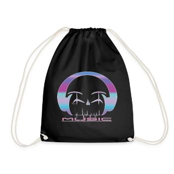 Colorful Music Headphones - Drawstring Bag - black - Front
