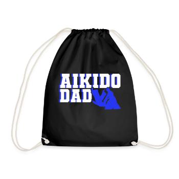 Aikido Dad Father Fighter MMA Fight Self Defense - Drawstring Bag - black - Front