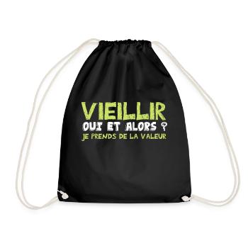 vieillir oui et alors je prends de la valeur - Sac de sport léger - noir - Devant