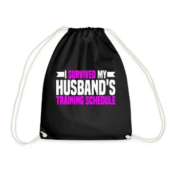 I Survived My Husband's Training Schedule 9 - Turnbeutel - Schwarz - Vorne