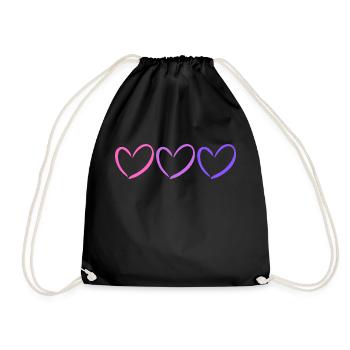 Tshirt avec 3 coeurs du rose au violet - Sac de sport léger - noir - Devant