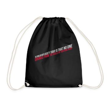 drinks from enemies skulls - Drawstring Bag - black - Front
