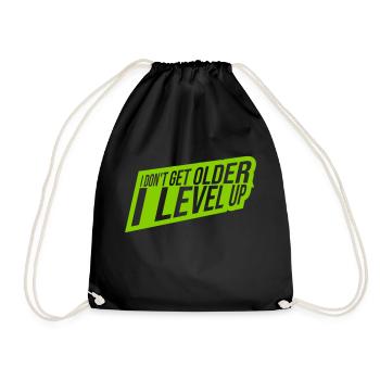 get older level up - Drawstring Bag - black - Front