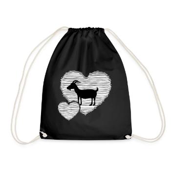 Ziege Biohof Tierhaltung Ziegenhirte "goat-love" - Turnbeutel - Schwarz - Vorne