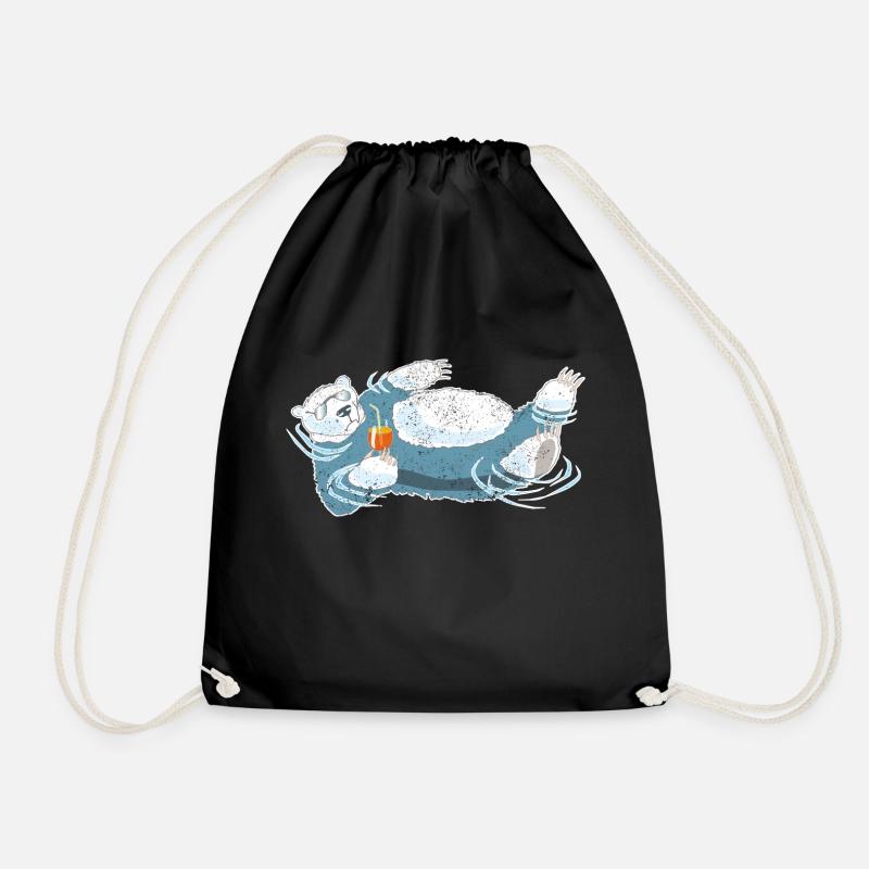 Polar Bear aperolling after climate change - Drawstring Bag - black