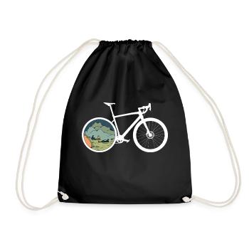 Gravel Bike Camp Rennrad Fahrrad lustiges Geschenk - Turnbeutel - Schwarz - Vorne