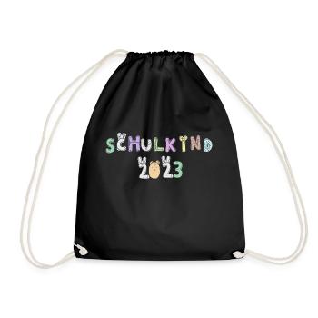 Schulkind 2023 süßes Alphabet - Turnbeutel - Schwarz - Vorne
