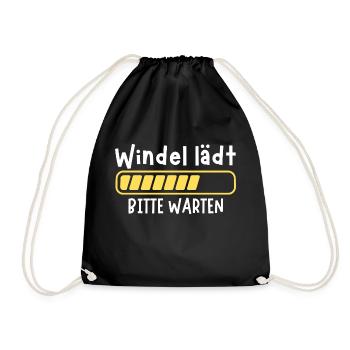 Windel lädt baby geschenk idee Geburt Spruch - Turnbeutel - Schwarz - Vorne