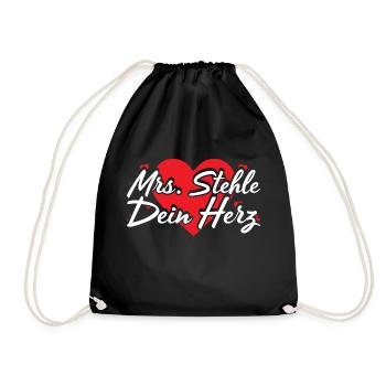 Mrs. Stehle Dein Herz Valentinstag - Turnbeutel - Schwarz - Vorne