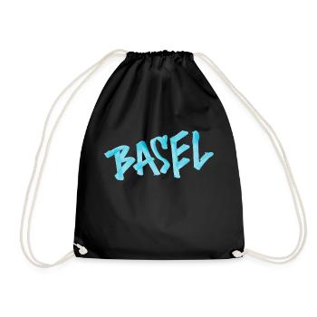 Basel Schriftzug - Turnbeutel - Schwarz - Vorne
