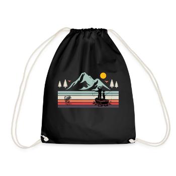 Gift fishing fishing fisherman fishing landscape - Drawstring Bag - black - Front