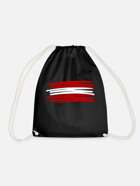 Austria Österreich Flag - Drawstring Bag - black