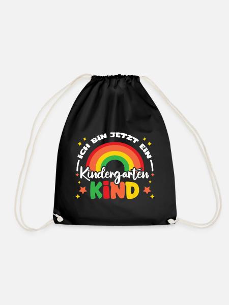 ich bin jetzt ein kindergarten kind regenbogen - Turnbeutel - Schwarz