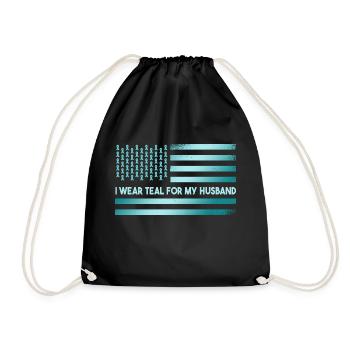 Je porte du sarcelle pour mon mari - Sac de sport léger - noir - Devant