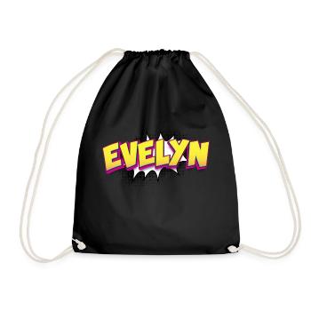 Evelyn Custom Name Comic Book Style Pop Art, - Drawstring Bag - black - Front