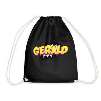 Gerald Custom Name Comic Book Style Pop Art, - Drawstring Bag - black - Front