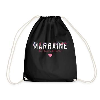 Marraine d’amour fleurs- idée cadeau marraine - Sac de sport léger - noir - Devant
