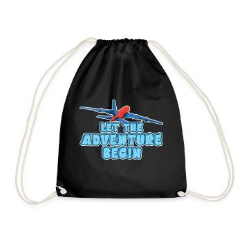 Let the adventure begin - travelling by plane - Drawstring Bag - black - Front