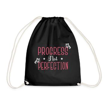 Progress instead of perfection Self-love - Drawstring Bag - black - Front