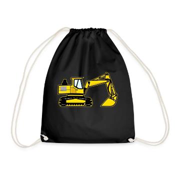 Kids Excavator Yellow Shovel Excavator - Drawstring Bag - black - Front