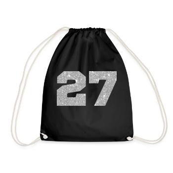 Nummer 27 Silberglitter - 27. Jubiläum - Turnbeutel - Schwarz - Vorne