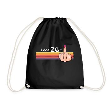 Ich bin 26 + 1 Mittelfinger-Shirt Ich bin 26 plus, - Turnbeutel - Schwarz - Vorne