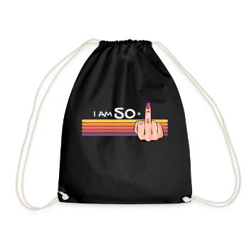 I Am 50 + 1 Middle Finger Shirt I Am 50 Plus, - Drawstring Bag - black - Front