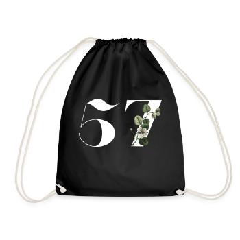 Nummer 57 Blumengrün - 57. Blumengeburtstag - Turnbeutel - Schwarz - Vorne