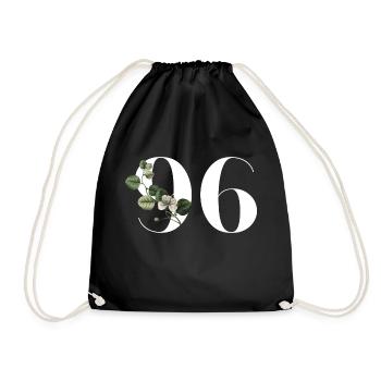 Numéro 96 floral vert - 96e anniversaire floral - Sac de sport léger - noir - Devant