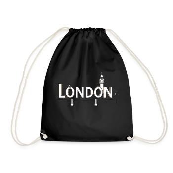 London Skyline Geschenkidee - Turnbeutel - Schwarz - Vorne