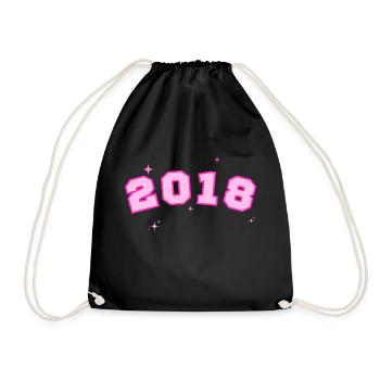 2018 Pink Star - Drawstring Bag - black - Front