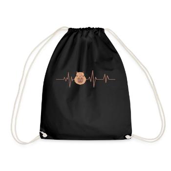 Capybara Heartbeat - Geschenkidee - Turnbeutel - Schwarz - Vorne