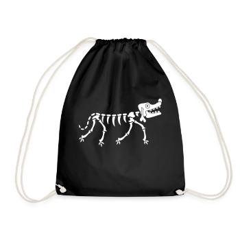 Dog Skeleton Bone Halloween Horror Cartoon Cool - Drawstring Bag - black - Front