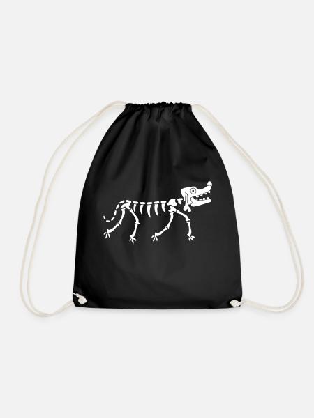 Hund Skelett Knochen Halloween Horror Cartoon Cool - Turnbeutel - Schwarz