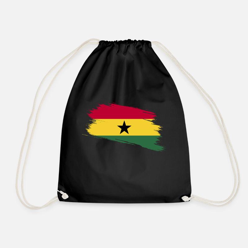 Ghana Flag - Drawstring Bag - black