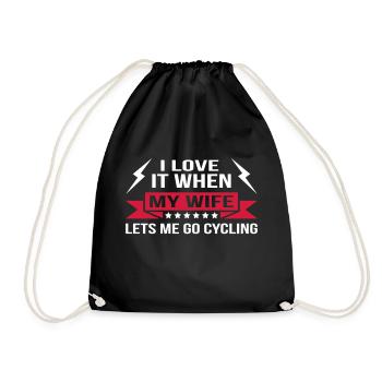 My Wife Lets Go Cycling - Drawstring Bag - black - Front