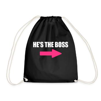 he s the boss - Drawstring Bag - black - Front