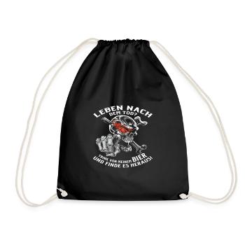 Beer saying Heavy Metal Rocker Skull Skull - Drawstring Bag - black - Front