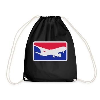 sports logo red blue pilot hobby pilot aircraft - Drawstring Bag - black - Front