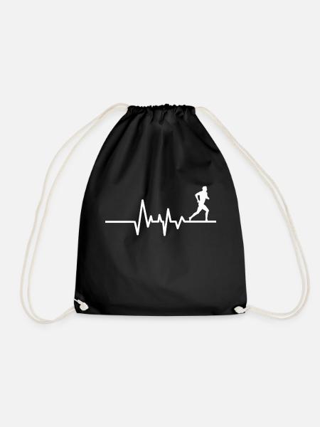 Jogger Herzschlag Joggen Laufen Cardio Marathon - Turnbeutel - Schwarz