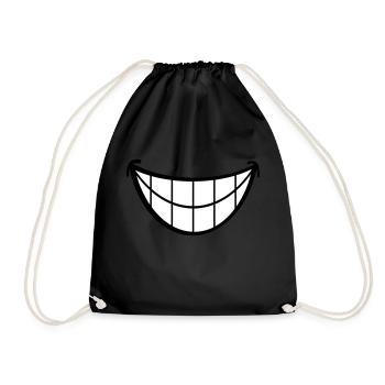 Big smile. Smiling mouth, lips face. - Drawstring Bag - black - Front